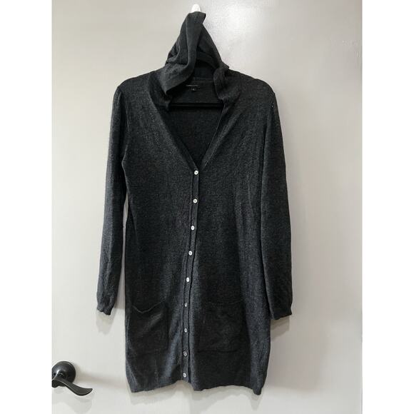 BCBGMAXAZRIA women's hoodie Long cardigan wool Angora black lightweight M/L - Picture 1 of 7